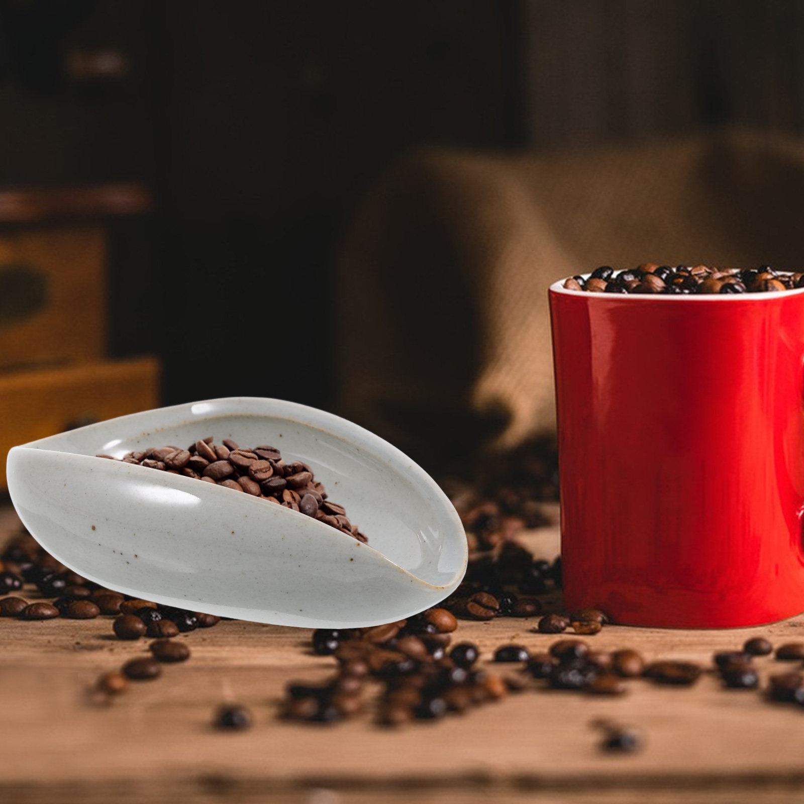 Coffee Tea And Leaf - صينية قياس حبوب القهوة من السيراميك