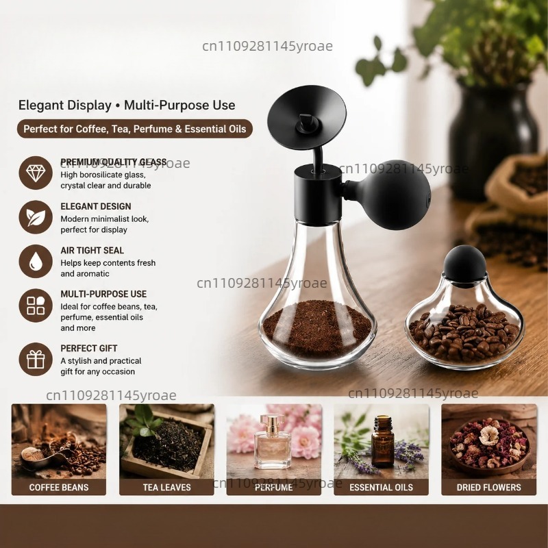 Coffee Tea Beans - زجاجة عينة عطرية زجاجية لعرض حبوب