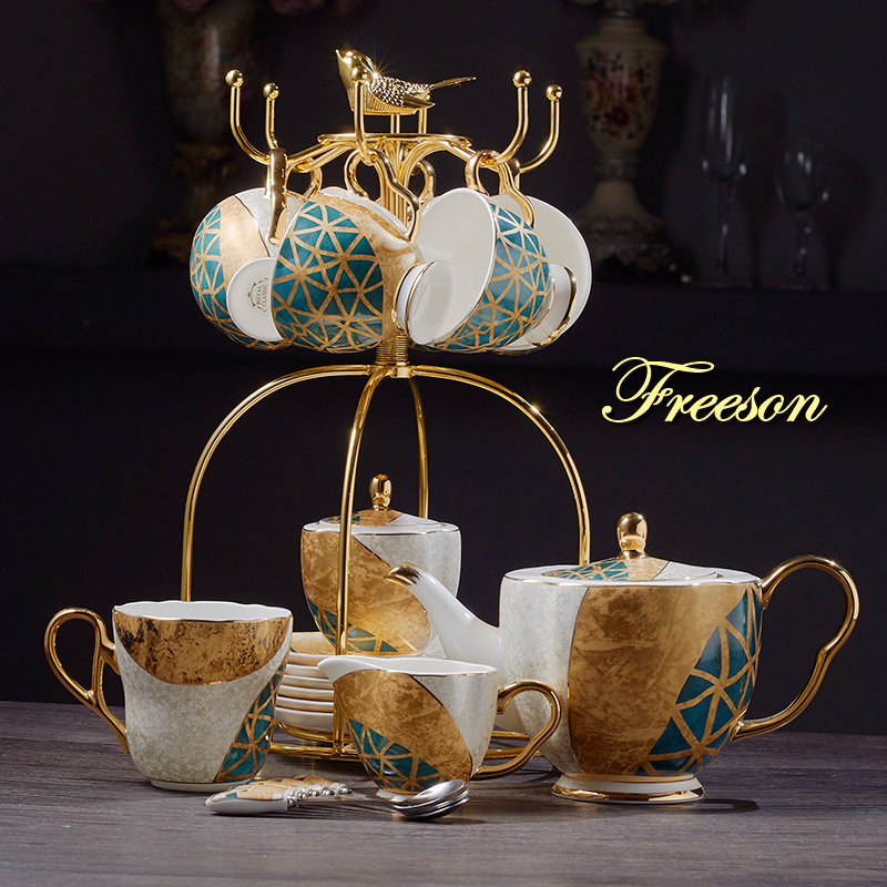 Coffee Tea Creamer - الفاخرة العظام الصين القهوة مجموعة الذهب