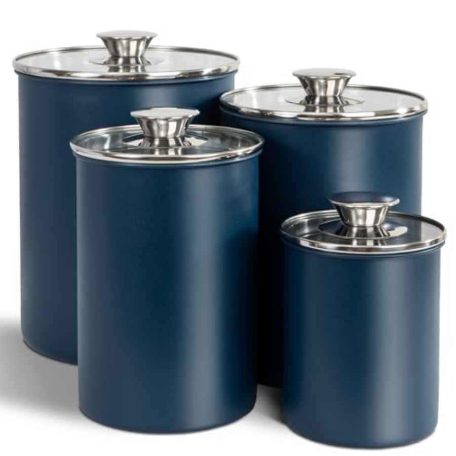 Coffee Tea Sugar Canister Set - مجموعة حاويات طعام من الفولاذ المقاوم