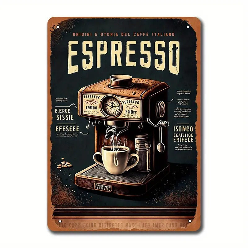 Coffee Tea Making Machine - لافتة معدنية عتيقة - 