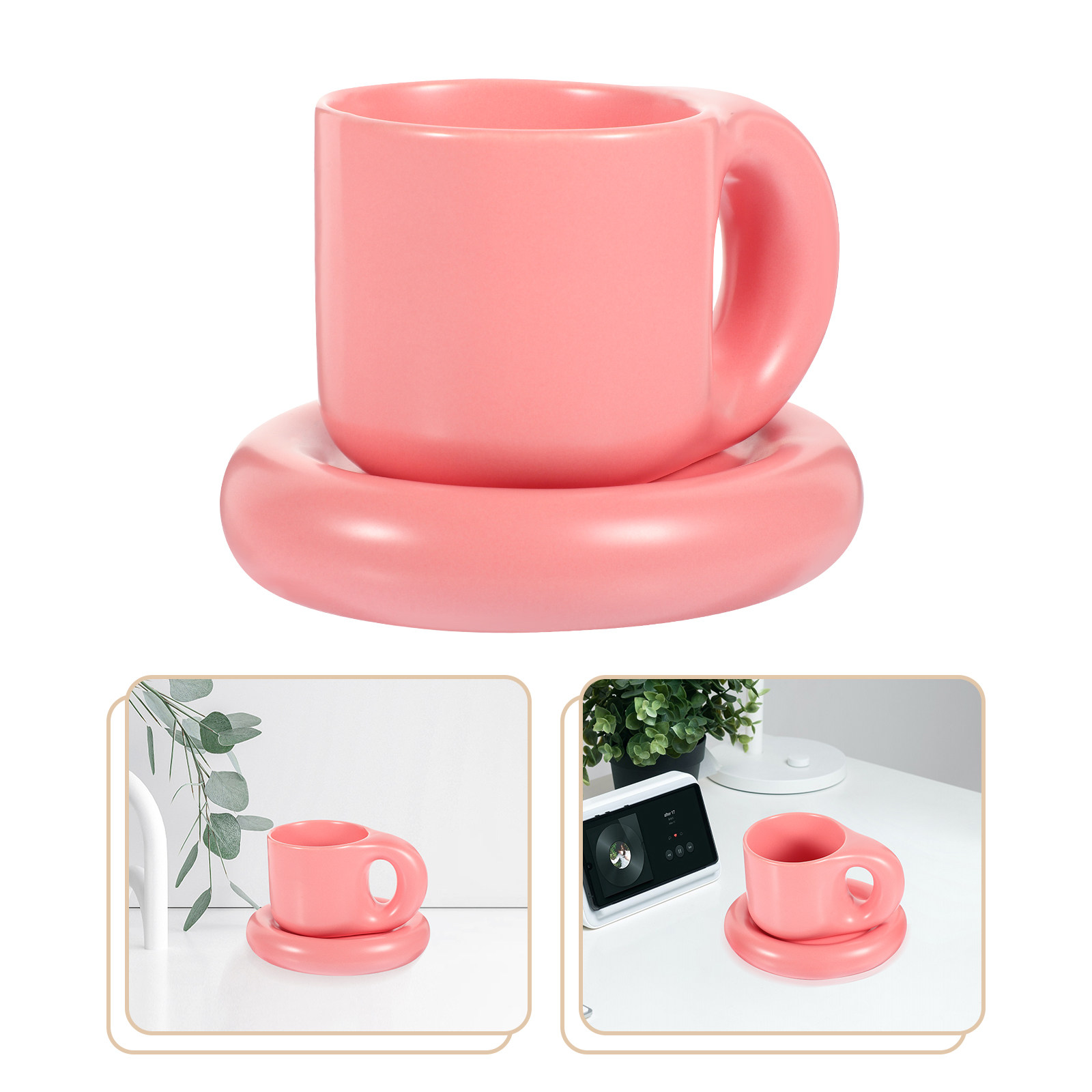 Coffee Tea Home - طقم فناجين قهوة سيراميك مع صحون