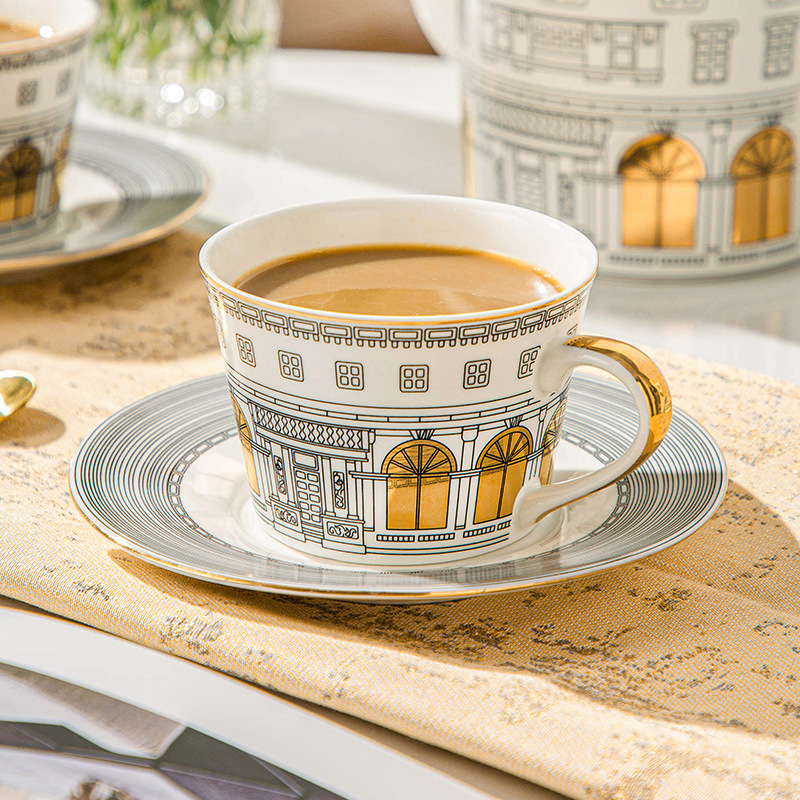 Coffee Tea And Sugar Set - كوب معمارية وصحون قهوة كوب أوروبي