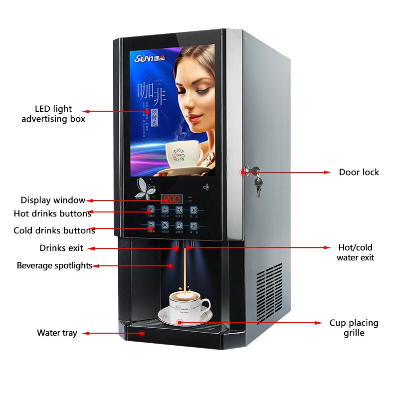 ماكينة قهوة فورية 30SCW-8 هوت  - مراجعة Coffee Tea Vending Machine وسعره