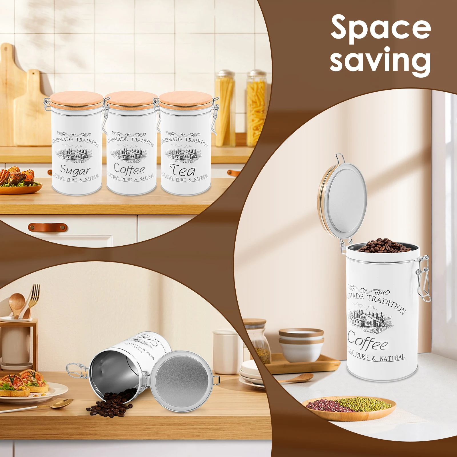3 قطعة/المجموعة الشاي القهوة ا - مراجعة Coffee Tea Sugar Canister Set وسعره