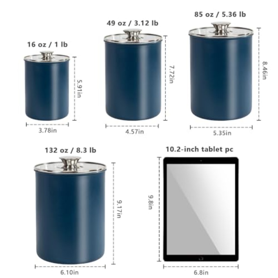 مجموعة حاويات طعام من الفولاذ  - مراجعة Coffee Tea Sugar Canister Set وسعره