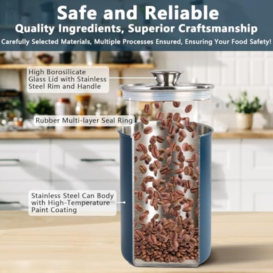 مجموعة حاويات طعام من الفولاذ  - مراجعة Coffee Tea Sugar Canister Set وسعره
