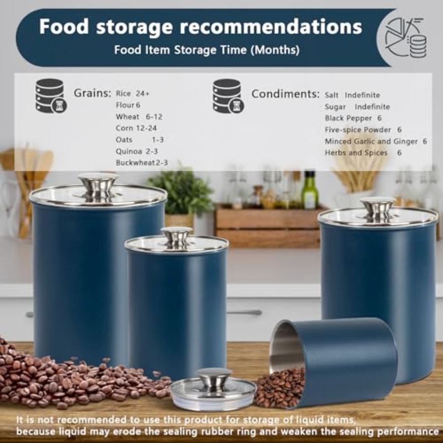 مجموعة حاويات طعام من الفولاذ  - مراجعة Coffee Tea Sugar Canister Set وسعره