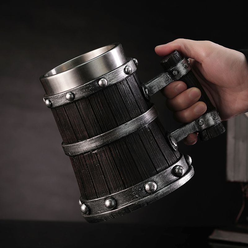 كوب بيرة بتصميم خشبي من الراتن - مراجعة Mug Tea Coffee وسعره